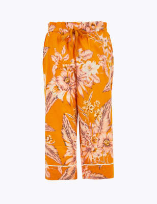 Cotton Floral Print Cropped Pyjama Bottoms