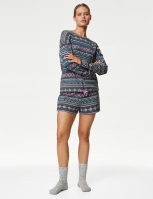 

Womens M&S Collection Cotton Blend Fairisle Shortie Set - Charcoal Mix, Charcoal Mix