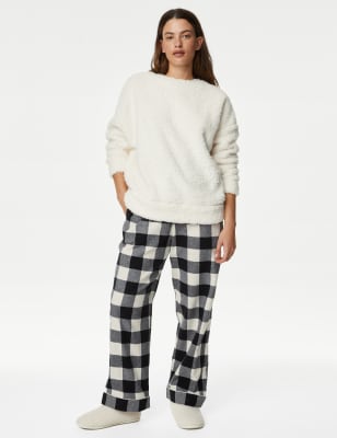 Fleece cuffed sale pyjamas