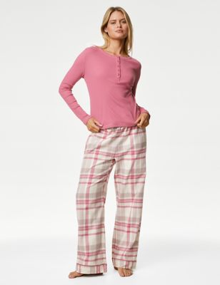 Cotton Rich Checked Ribbed Pyjama Set