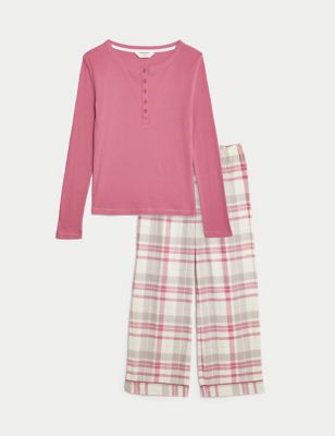 Cotton Rich Checked Ribbed Pyjama Set