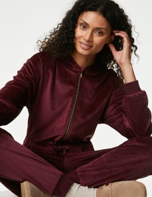 Burgundy velour tracksuit store womens