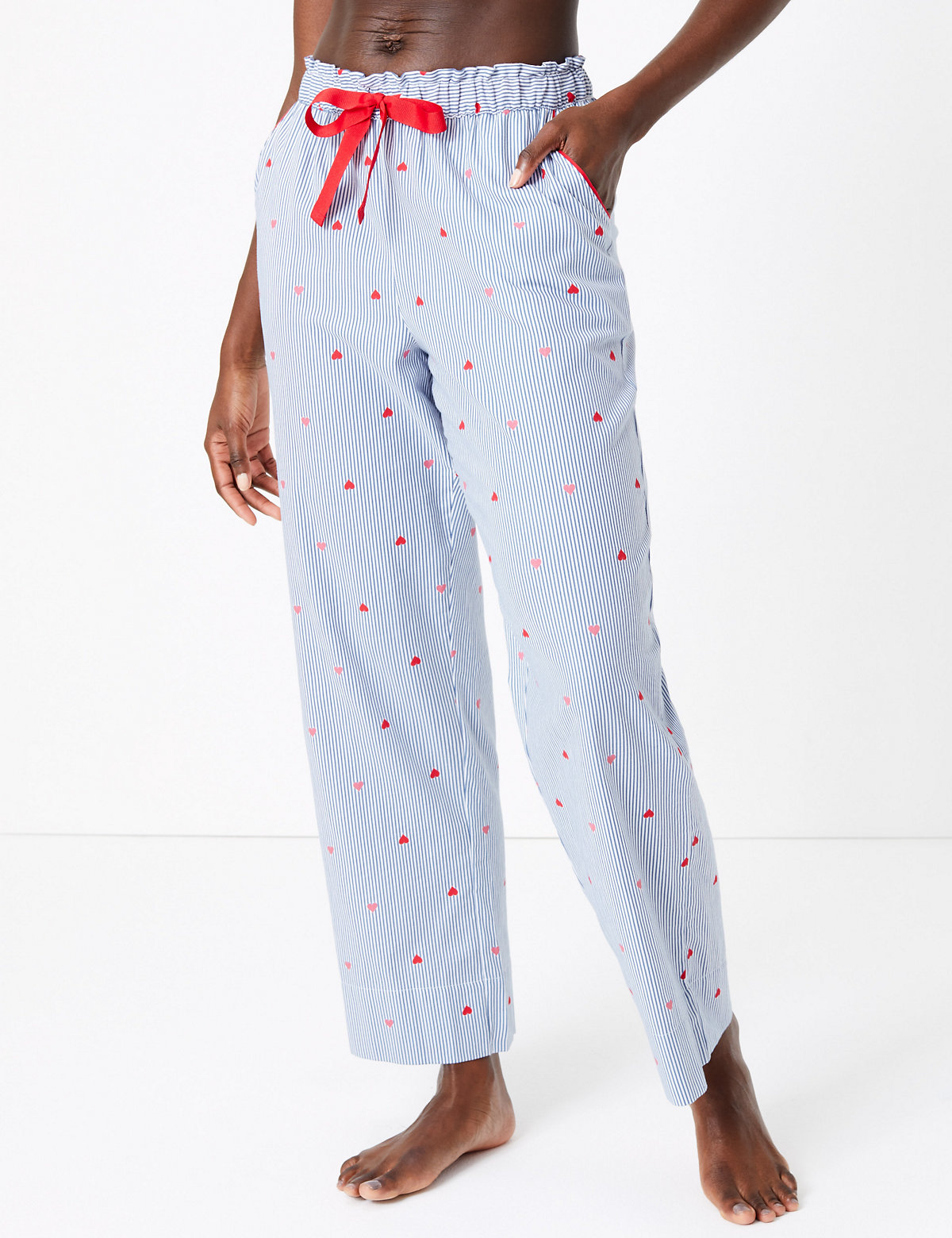 Pure Cotton Heart & Striped Pyjama Bottoms