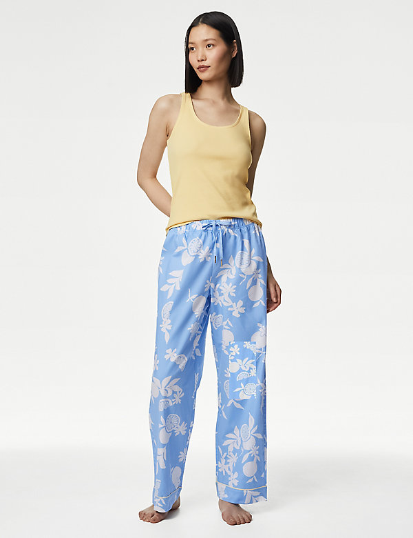 Pyjama en coton à imprimé et motif côtelé - LU