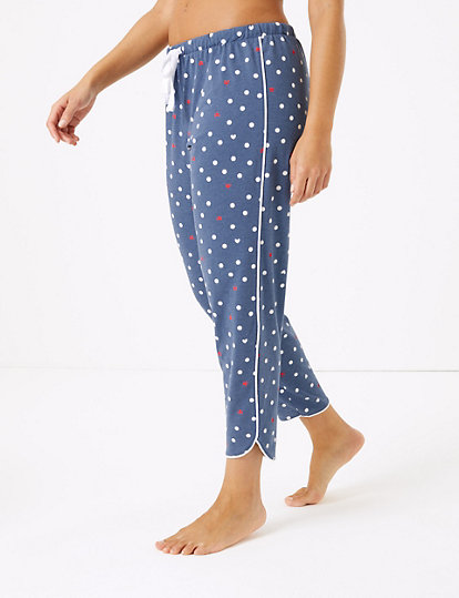 Heart & Spot Print Jersey Pyjama Bottoms