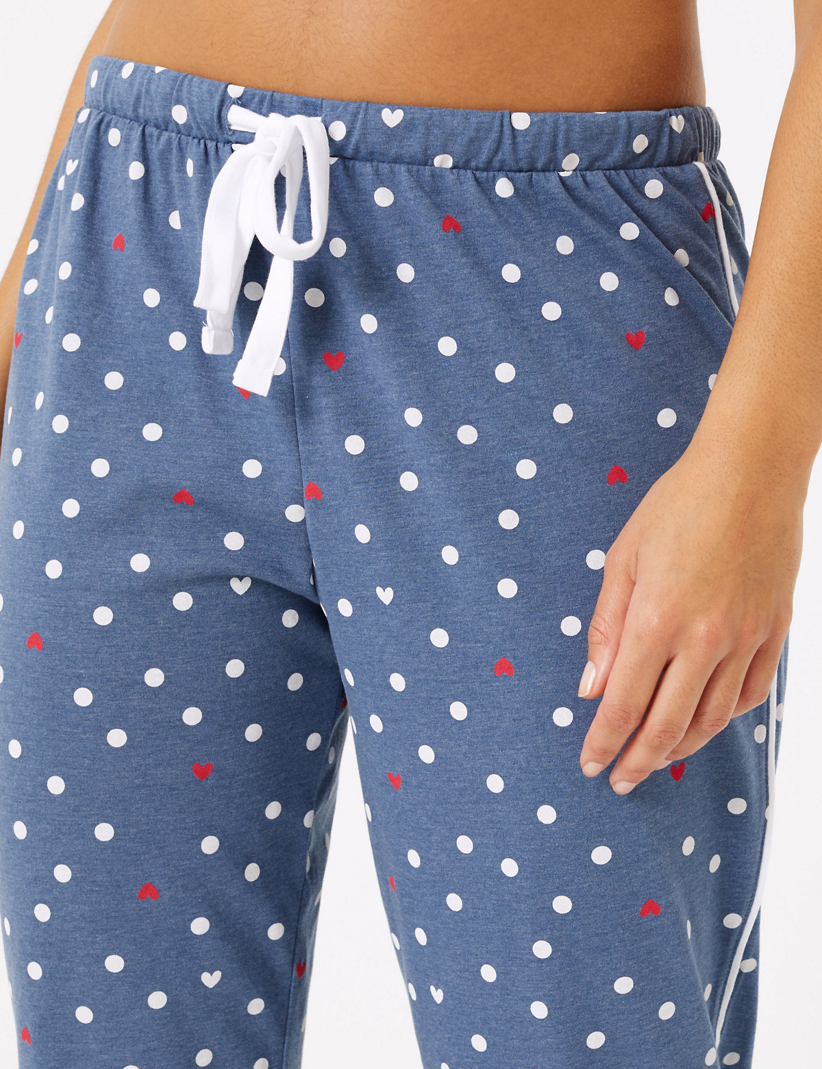 Heart & Spot Print Jersey Pyjama Bottoms