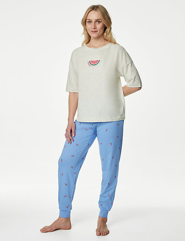 Cotton Rich Watermelon Print Pyjama Set - DK