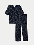 Pyjama van katoen en modal met stippenpatroon