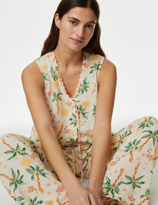 

Womens M&S Collection Printed Pyjama Set - Ivory Mix, Ivory Mix