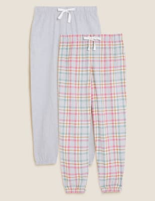 

M&S Collection Pack de 2 partes de abajo de pijama con puño estampadosWomens - Pink Mix, Pink Mix