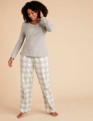 Ladies checked best sale pyjama bottoms