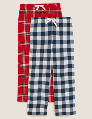 

Womens M&S Collection 2er-Pack karierte Pyjamahosen mit hohem Baumwollanteil - Red Mix, Red Mix