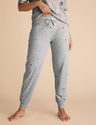 Cotton Star Heart Cuffed Pyjama Pants