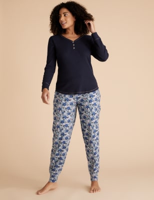 Cotton Floral Cuffed Pyjama Pants