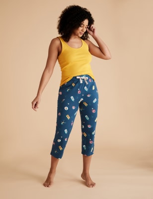 Pure Cotton Pool Print Cropped Pant