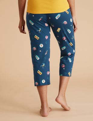 Pure Cotton Pool Print Cropped Pant