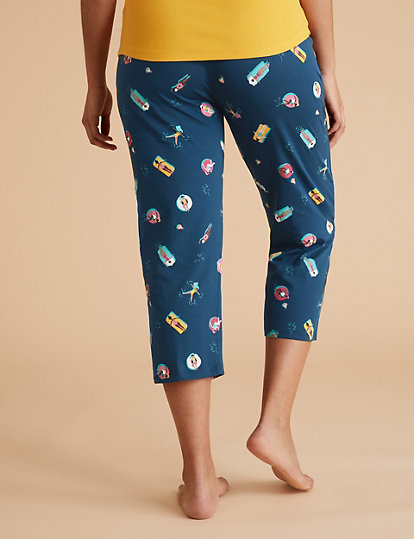 Pure Cotton Pool Print Cropped Pant