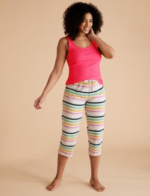 Cotton Striped Cropped Pyjama Pant