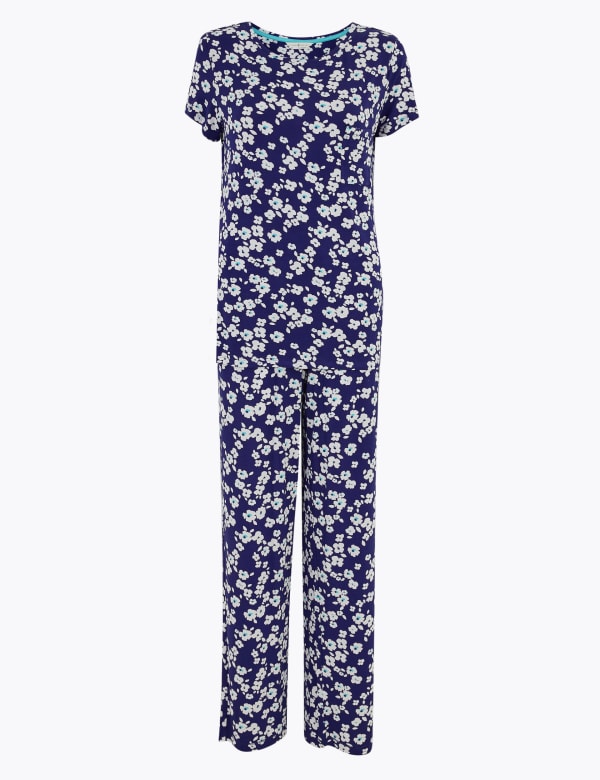 Marks And Spencer M S Star Print Long Sleeve Cotton Rich Pyjamas Pj S 6 20 New M S Plus Size Nightwear For Women Nightwear For Women