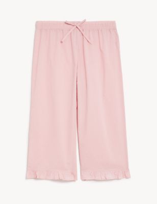 M&S Womens Pure Cotton Dobby Cropped Pyjama Bottoms - 12REG - Pale Rose, Pale Rose