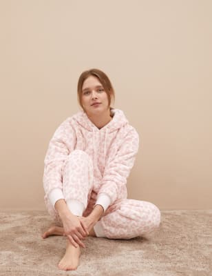 

M&S Collection Pantalón deportivo informal polar de pelito con estampado animalWomens - Pink Mix, Pink Mix