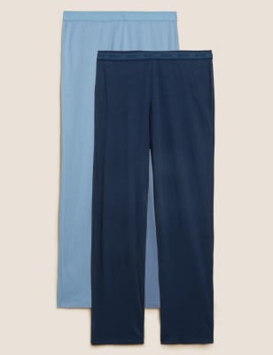 

Womens M&S Collection 2 Pack Cotton Modal Pyjama Bottoms - Blue Mix, Blue Mix