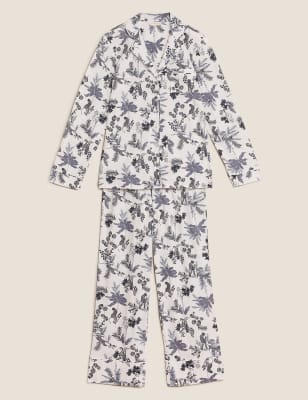 Pyjama En Modal Et Coton A Motif Fleuri Et Col A Revers