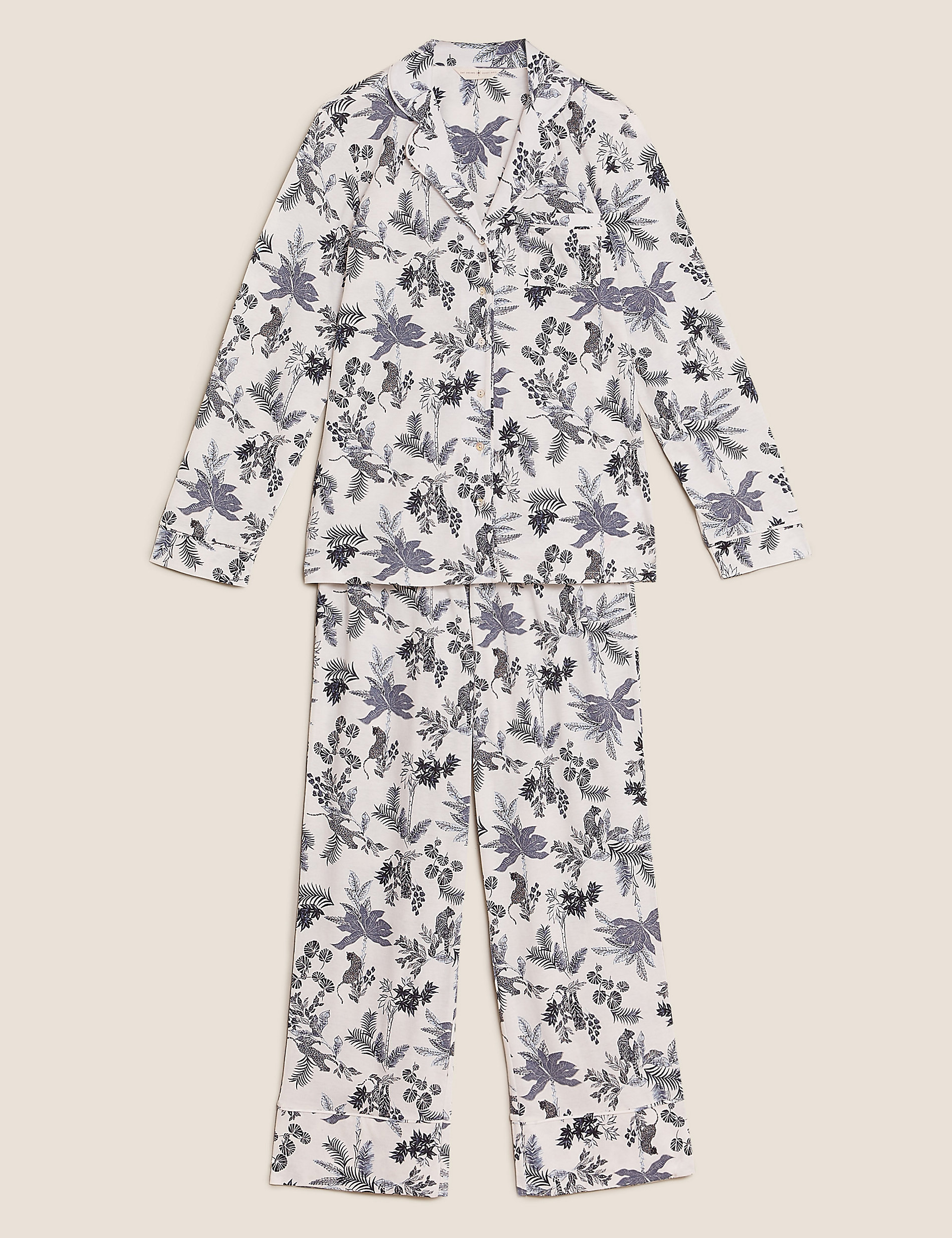 Cool Comfort Cotton Modal Rever Collar Floral Pyjama Set