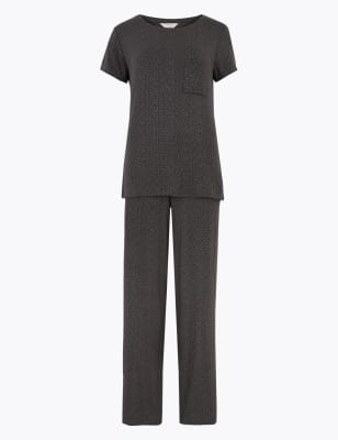 Pyjama &agrave; manches courtes et imprim&eacute; pois