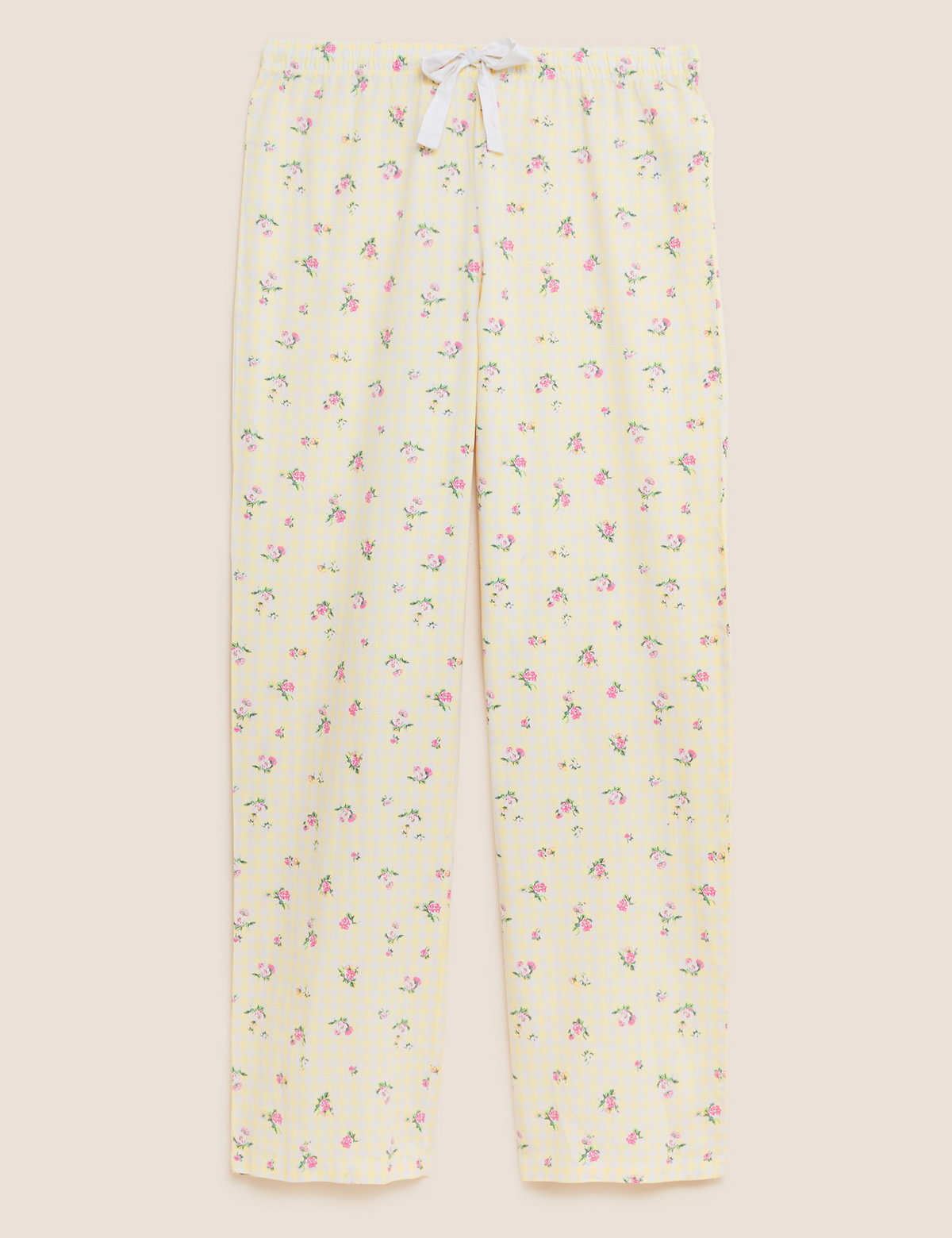 Pure Cotton Gingham Floral Pyjama Bottoms