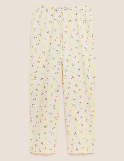 Pure Cotton Gingham Floral Pyjama Bottoms