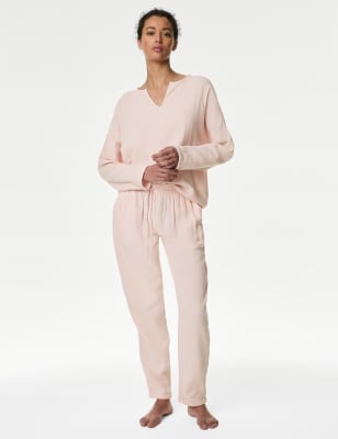 

Womens M&S Collection Pure Cotton Muslin Pyjama Bottoms - Soft Pink, Soft Pink