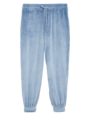 

Womens M&S Collection Flexifit™ Velour Foil Spot Lounge Joggers - Grey Blue, Grey Blue