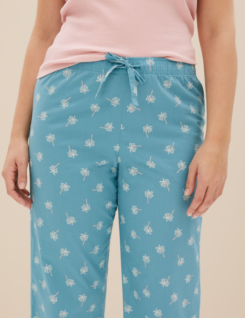 Pure Cotton Palm Print Pyjama Bottoms image 2
