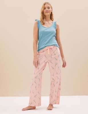 

Womens M&S Collection Schlafanzughose aus reiner Baumwolle mit Giraffenmotiv - Pink Mix, Pink Mix