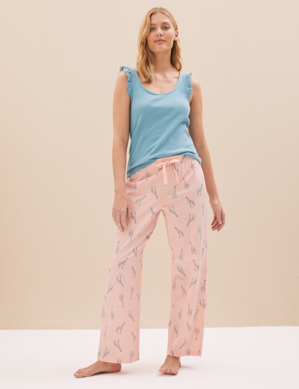 Pure Cotton Giraffe Print Pyjama Bottoms image 1