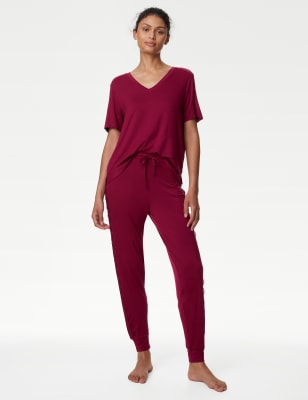 

Womens Body by M&S Body Soft™ Lace Detail Lounge Joggers - Dark Raspberry, Dark Raspberry