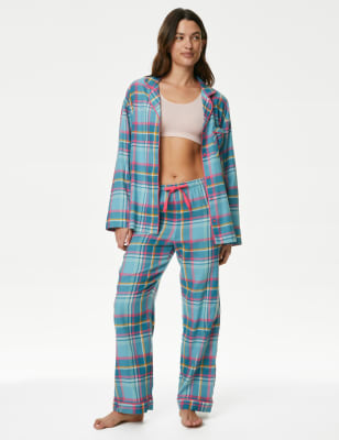 Cotton Blend Checked Pyjama Bottoms