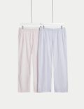 Lot de 2&nbsp;bas de pyjamas 100&nbsp;% coton à rayures, dotés de la technologie Cool Comfort™