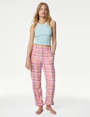 

Womens B by Boutique Schlafanzughose mit Bündchensaum und Karomuster - Neon Pink, Neon Pink