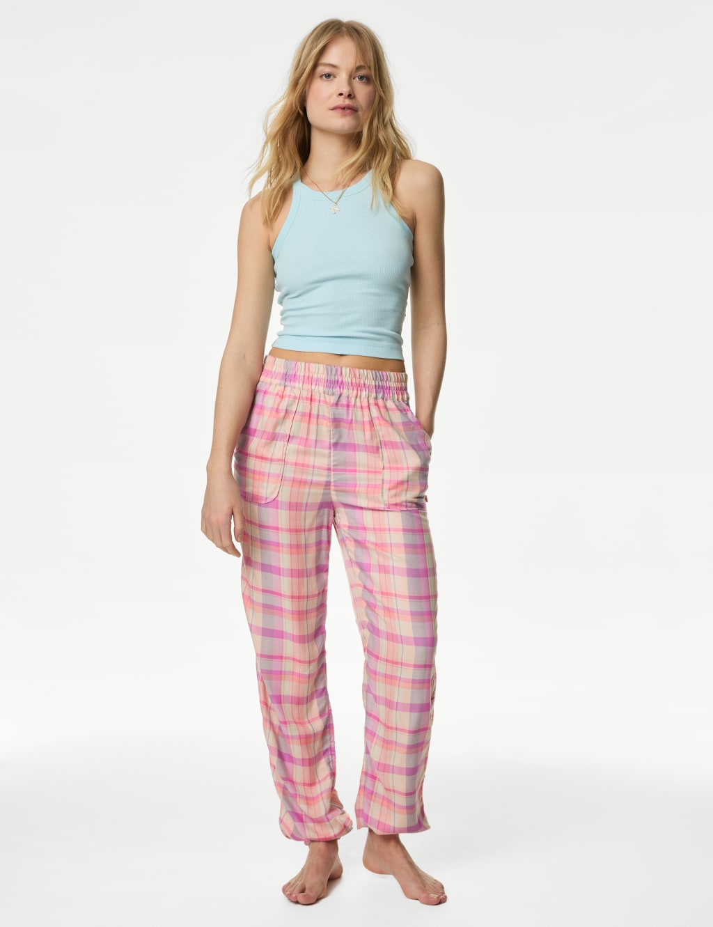 Pink Check Pyjama Bottoms