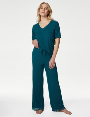 Body by M&S - Womens Body Soft Wide Leg Pyjama Bottoms - XSSHT - Dark Teal, Dark Teal