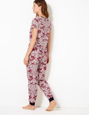 Pyjama &agrave; manches courtes et imprim&eacute; &eacute;l&eacute;phant