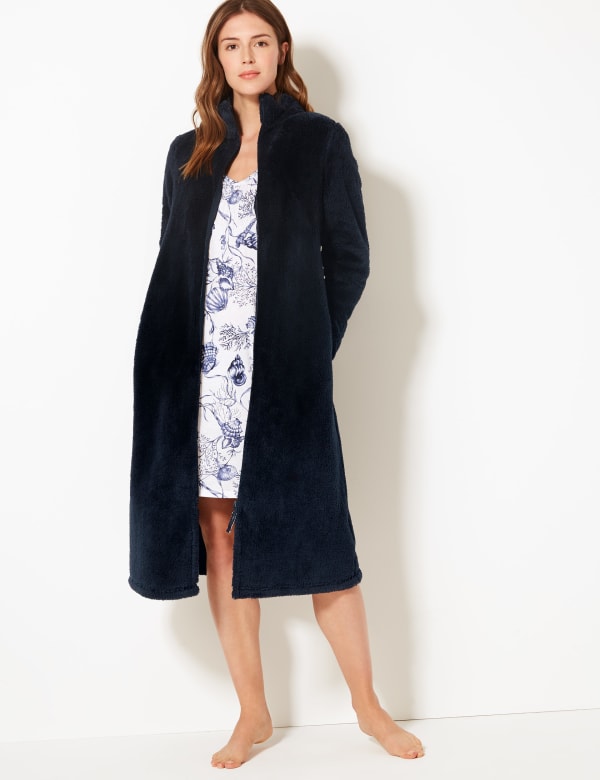 Fleece Zip-up Dressing Gown