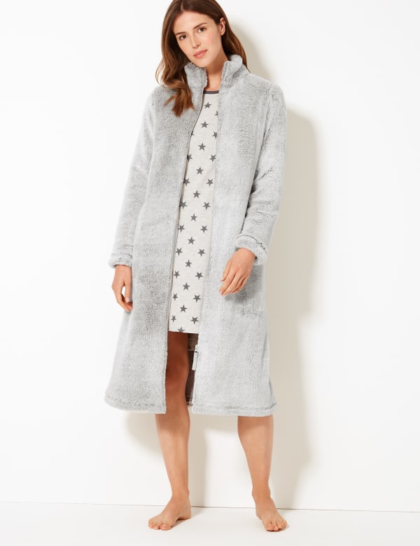 Fleece Zip-up Dressing Gown