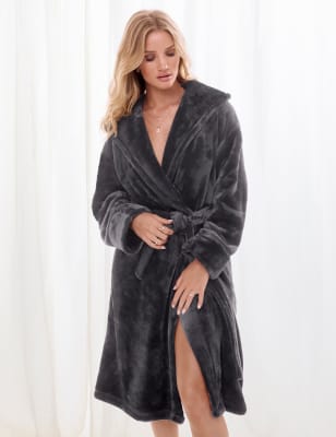 Robe de chambre ultra-douce coupe longue &agrave; capuche