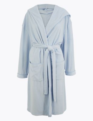 Cotton Rich Velour Hooded Dressing Gown | M&S Collection | M&S