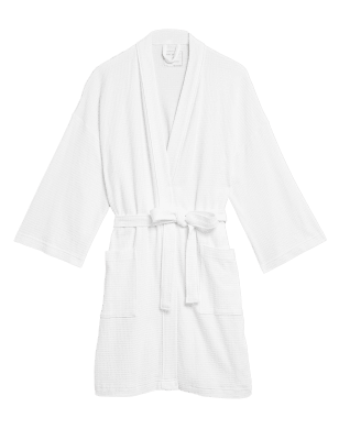 

M&S Collection Bata de punto gofrado 100% algodónWomens - White, White