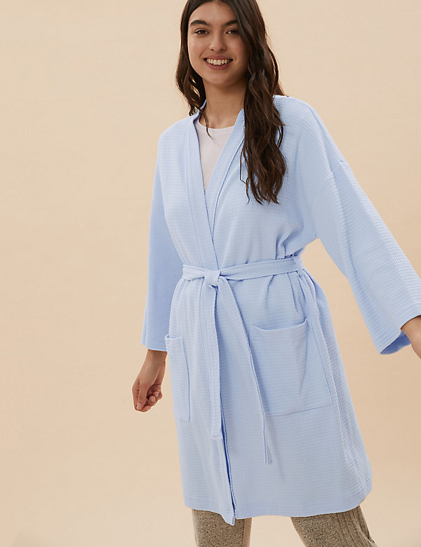 Pure Cotton Waffle Dressing Gown - LU