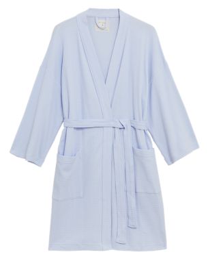 M&S Womens Pure Cotton Waffle Dressing Gown